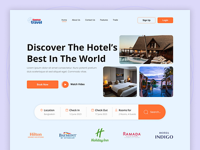 Hotel Booking Web Header booking clean design design home page hotel resort hotel booking hotel website landing landing page minimal reservation website resort room travel ui user interface ux web web header website