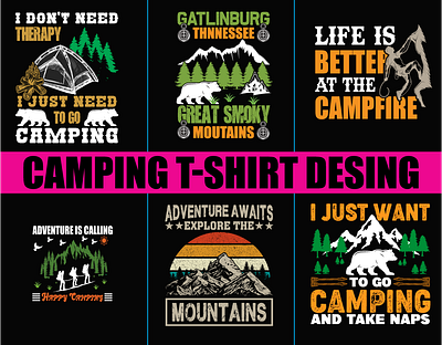 Camping T-Shirt Design . creative design element graphic design grunge illustration motion graphics text typography ui vector