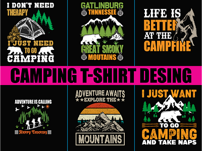 Camping T-Shirt Design . creative design element graphic design grunge illustration motion graphics text typography ui vector