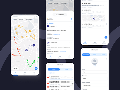 Courier app design app courier delivery logistic map mobile navigation route ui ux
