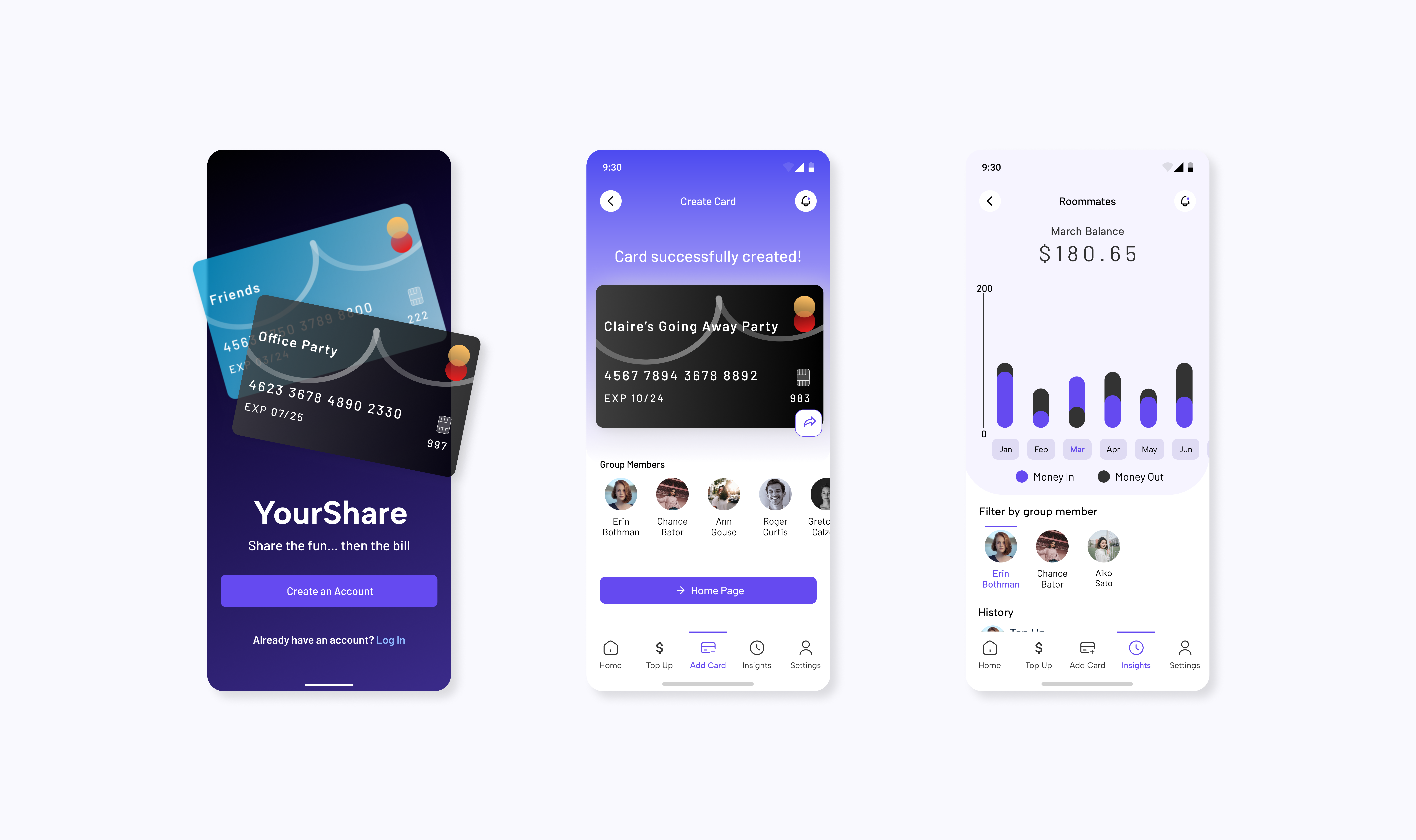 YourShare - Expense Sharing Mobile App branding design figma finance app mobile finance ui