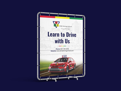 Backdrop Banner Design for DME Driving School's Trade Show Booth advertising banners backdrop banner design banner banner design banner mockups banners booth design brand identity design branding design graphic design graphyze illustration marketing banners trade show booth trade show design