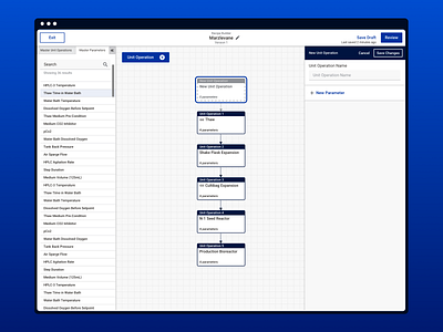 Lab Process Template Builder b2b corporate blue drag and drop flow chart lab design pharmaceutical product design ui design ux design