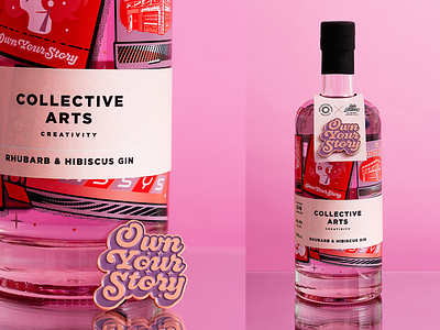 Collective Arts Brewing: Rhubarb & Hibiscus Gin alcohol drag gay illustration label lettering lgbtq matchbook matchbox packaging pin pride queer vintage