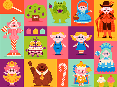 Candy Coated Characters board game candy candyland character cute fun happy illustration retro sweets