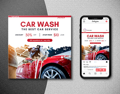 Car Wash Company Ads Instagram Social Media Post Design ads banner best design car company creative design design flyer template instagram wash