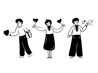 Notion Style Illustrations of People with Different Activities black and white branding design graphic design handdrawn icon illustration logo notion sketch stock tech ui ux vector