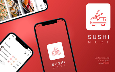 SUSHI Mart - Mobile App adobe photoshop adobe xd app app design branding design figma food app graphic design logo mobile app mobile application modern design typography ui uiux