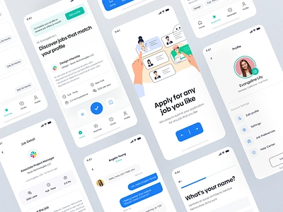 Discover Jobs app apply branding design graphic design job ui userflow