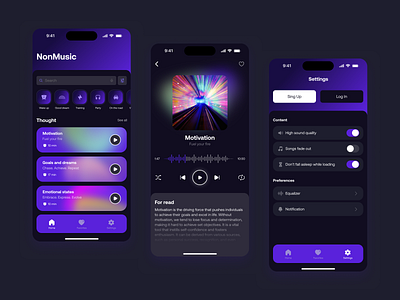 Music app: Explore, Inspire, Reflect app design mobile music typography ui ux