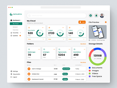 Cloud Storage Dashboard UI cloud cloud drive dashboard dashboard ui data organization data visualization design drive file organization management storage storage management storage optimization streamlined experience ui user centric design user friendly interface ux