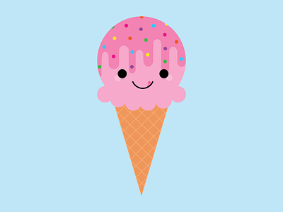 Strawberry Ice Cream Cone adorable adorable food bright cheerful chibi cute cute food happy food ice cream ice cream cone illustration kawaii kawaii dessert kawaii food pink ice cream rainbow sprinkles strawberry strawberry ice cream strawberry ice cream cone vector