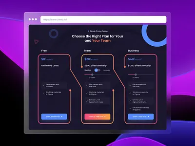 UiSection - Pricing dark design landing page pricing pricing ui section purple ui ui ux web design web design pricing