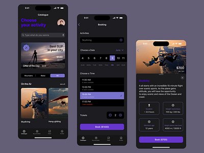 Sport Activity Booking App app design sport activity booking app ui ux