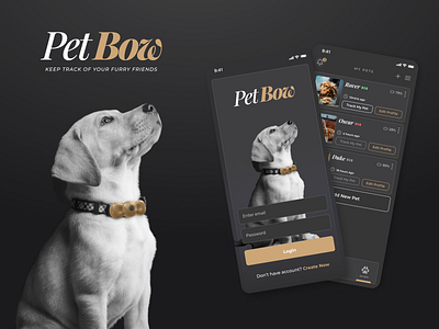 PetBow: A Stylish Pet Tracking App 3d animal branding concept creative design kavizo pet tracker petbow product design tracker ui ux
