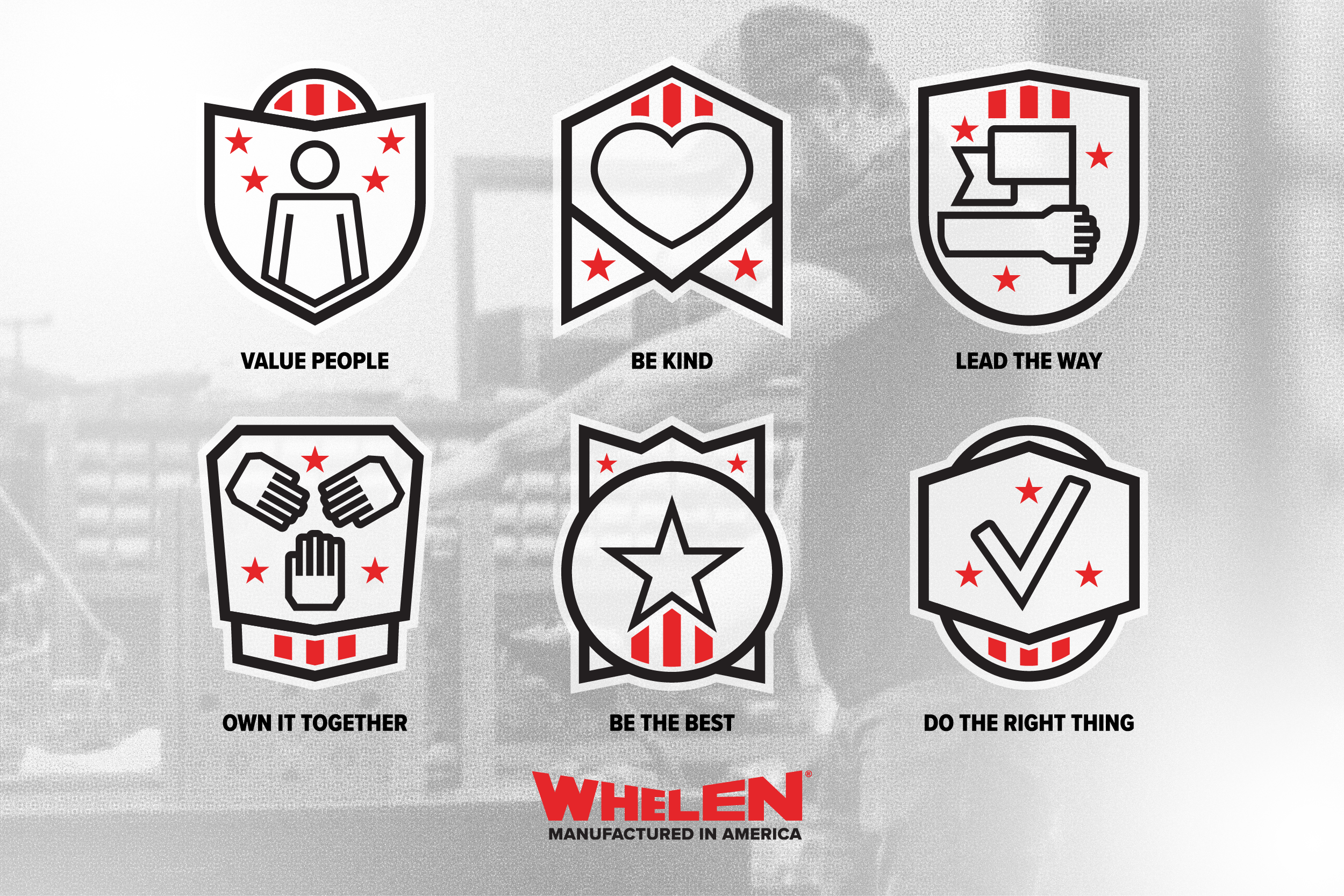 Example of Whelen Engineering Corporate Value Iconography