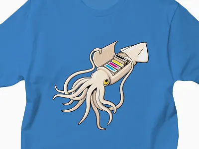 Empty Cartridge black ink glenn jones glennz illustration illustrator printer cartridge squid tee tshirt vector