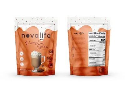 Novalife Pumpkin Spice Packaging Design coffee packaging design graphicdesign labeldesign packaging packaging design pouch design