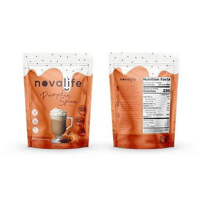 Novalife Pumpkin Spice Packaging Design coffee packaging design graphicdesign labeldesign packaging packaging design pouch design