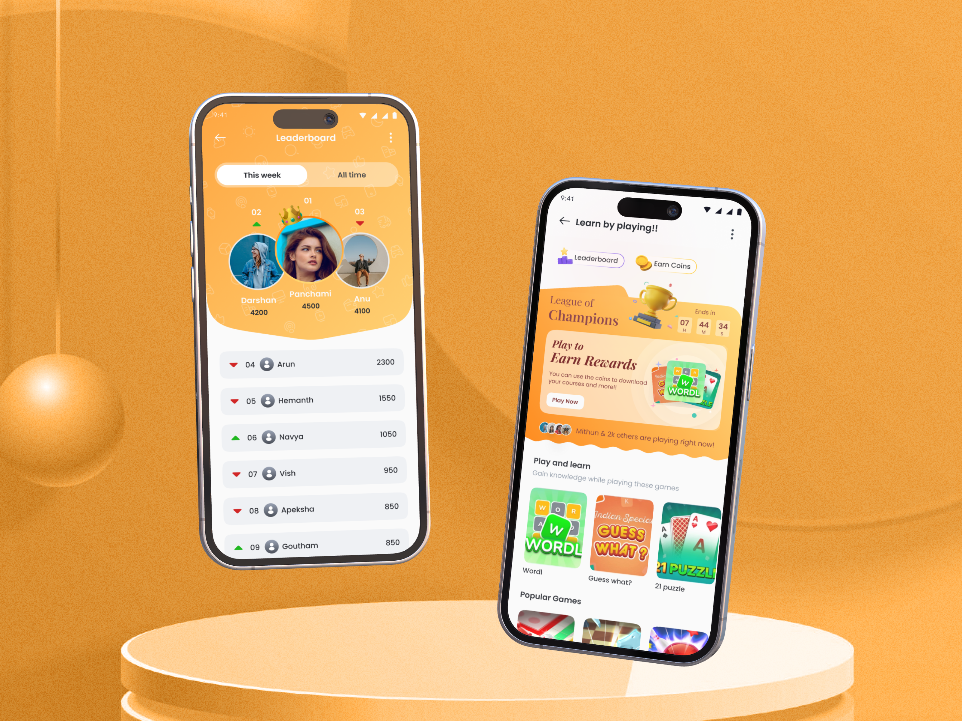 Games & Leaderboard Screen animation app design games gaming graphic design leaderboard motion graphics product design trending ui user experience user interface ux