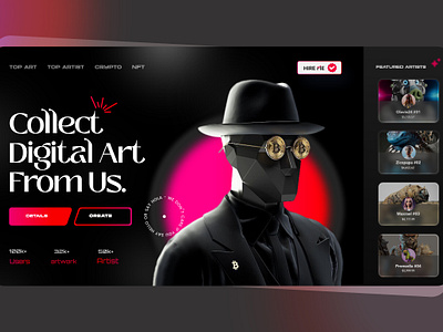 NFT Concept Landing page 90daysuploadchallenge adobe xd creative process. creativeprocess crypto design designconcept digitalart figma landingpagedesign nftconcept ui uiinspiration userexperience uxdesign webdesign