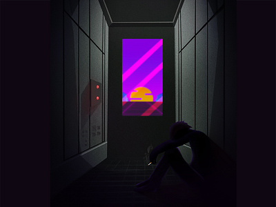 Trapped Soul deppresion elevator empty illustrator poster retro smoke soul trap