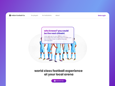 Indian football company - landing desktop football sports ui website