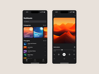 Music Player App app app design dark app design listening mobile music player ui