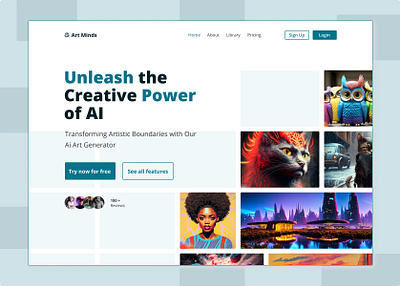 Landing Page Design : AI Art Generator ai ai art art creative hero section landing page power ui ux web design