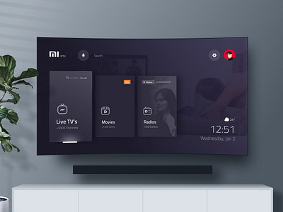 IPTV - Home Page🔥 androidtv app dark design iptv live live tv movie music radio smart tv stream trend tv ui uidesign uiux web web design website