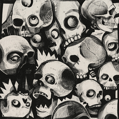 Skeletons art artist black and white bones drawing graphic design illustration photoshop procreate sckech skeletons sketch ukraine ukraineillustration