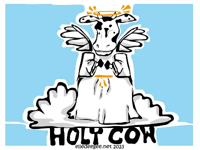 Holy Cow! angelic animals bovine cow digital art humor illustration vector