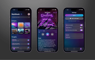 NonMusic Mobile App │ Captivating Moodscapes app design ui kit design ios music app ui