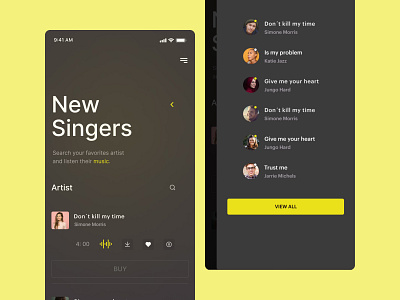 Mobile music platform clean concept design system interface movile music platform ui