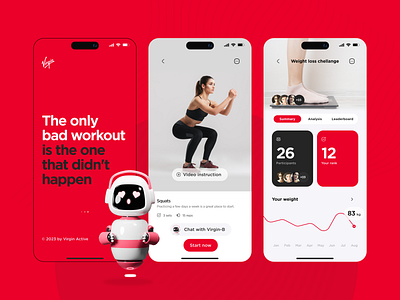 Personalized Training - Mobile App with Chatbot Assistance ai android challange chatbot exercise fitness gamification habbit ios mobile red training ui ux workout
