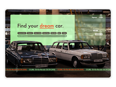 Vintage Car Dealer Website branding design graphic design illustration ui ux vector web