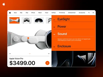 Apple Vision Pro - Product card concept design animation apple apple vision pro clean design digital figma interface ios product product page store ui uiux ux web web design webdesign website website design