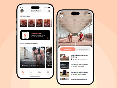 XerciseTech Fitness Mobile App app branding design fitness fitness app graphic design gym health health app health tracking mobile mobile app personal product ui ui design ux workout workout app