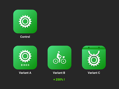Sprocket Android App Icon Experiment - Show App Utility Better android app bicycle bike cycle experiment human icon intuitive marketplace optimize play store ride simple sprocket straight forward symbol test ui utility