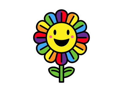 Day 6 - Rainbow Flower ⁠🏳️‍🌈⁠ adobeillustrator art artwork design dribbble flower happy illustration rainbow vector
