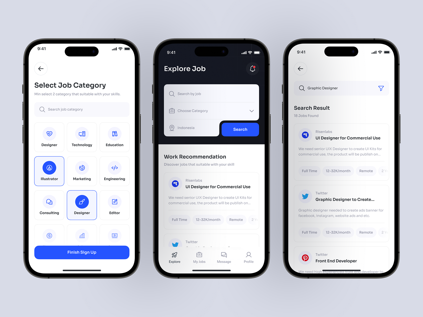 Terra Job Finder Mobile App by Rizal Ahmad ︎ for Nija Works on Dribbble