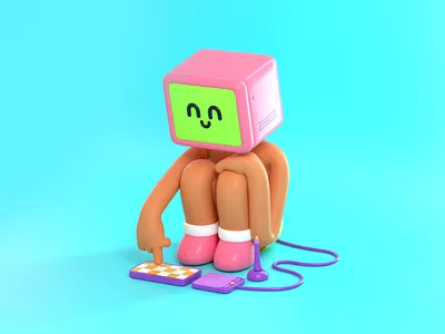 Computer time 3d c4d character computer digitalart illustration render technology vago3d