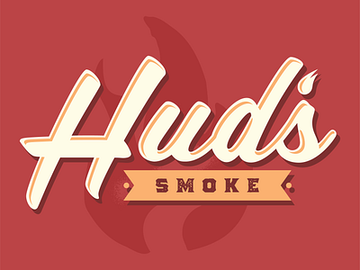 Hud's Smoke Logo barbecue barbeque bbq branding cooking illustration logo red smoke vector yellow