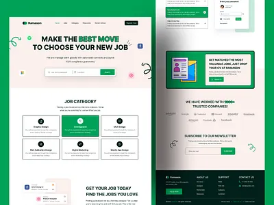 Job Finding Landing page colorful design design design ui employee management job finding website landing page minimal design trending website 2023 trendy design 2023 ui ui design ui recource uiux design agency ux website design