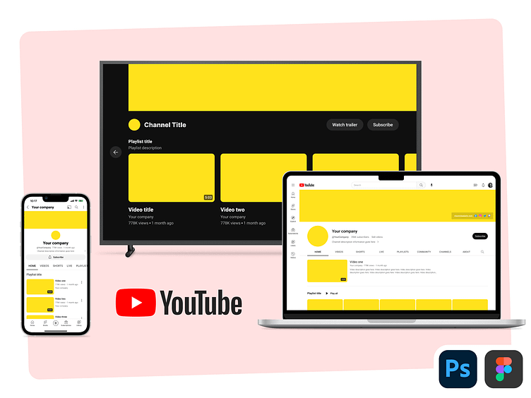 YouTube template for Figma and Photoshop PSD mockup