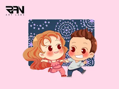 Cute couple chibi art character portrait anime chibi chibi character couple cute character cute chibi illustration potrait