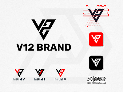 V12 Logo Design 1 12 2 branding car cars design geometric icon initials logo minimalistic number race racing smart speed symbol v v12