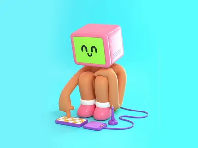 Computer time 3d c4d character computer design diditalart human illustration render time vago3d