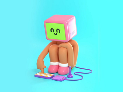 Computer time 3d c4d character computer design diditalart human illustration render time vago3d