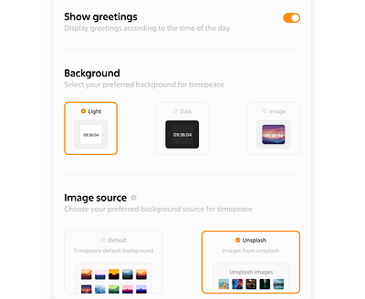 Modal For " Timepeace " app check chrome chrome extension design extension inspiration mobile app modal modals orange overlay selected shots ui user interface